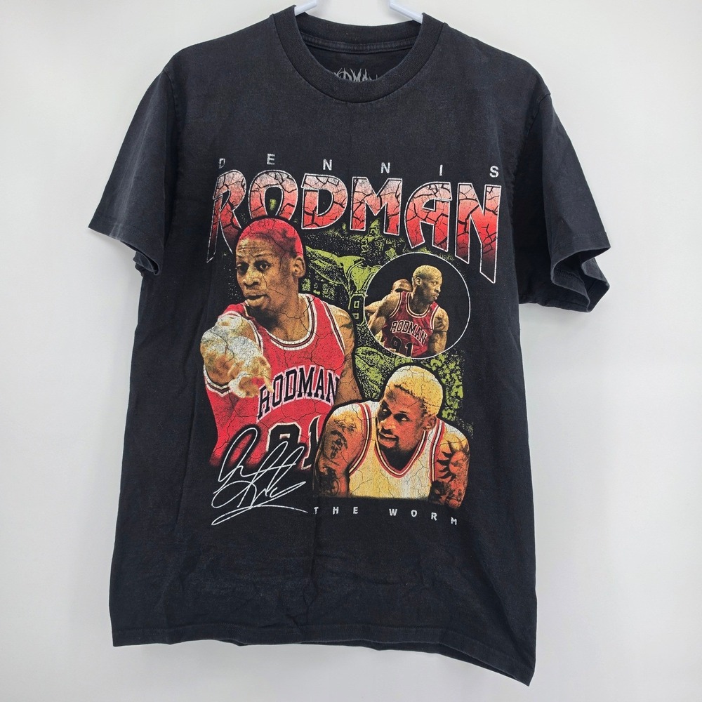 Dennis Rodman Shirt The Worm Graphic Tee Rodman Apparel Black Medium NBA Bulls